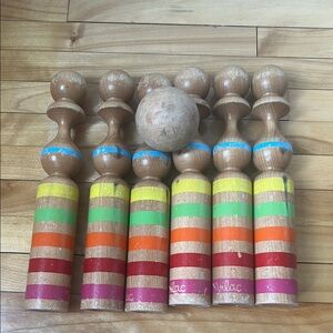 Vilac wooden lawn bowling quilles skittles game Montessori waldorf France